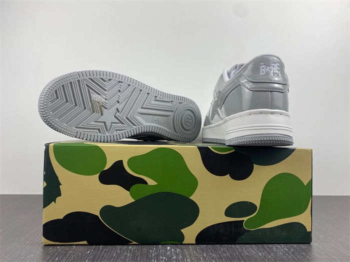 Packable A Bathing Ape Bape Sta Patent Leather White Grey 1I70-191- 5319