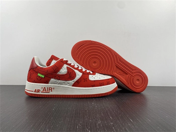LV Nike Air Force 1 Low By Virgil Abloh White Red DailyWear 5146
