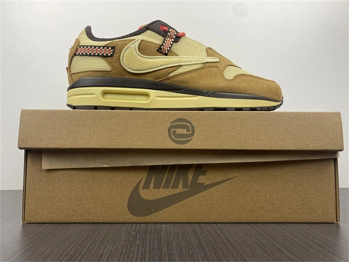 WaterResistant Nike Air Max 1 Travis Scott Cactus Jack Wheat Lemon Drop 5200