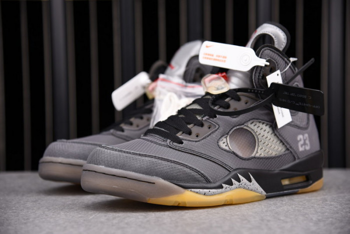 air jordan 5 retro ofw black/muslin-fire red  ct8480-001