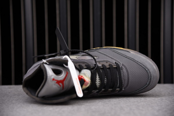air jordan 5 retro ofw black/muslin-fire red  ct8480-001