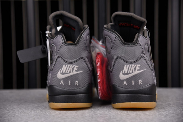air jordan 5 retro ofw black/muslin-fire red  ct8480-001