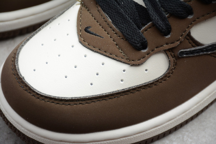 kids nike air force 1 mid 07 x travis scott beige brown 314197-168