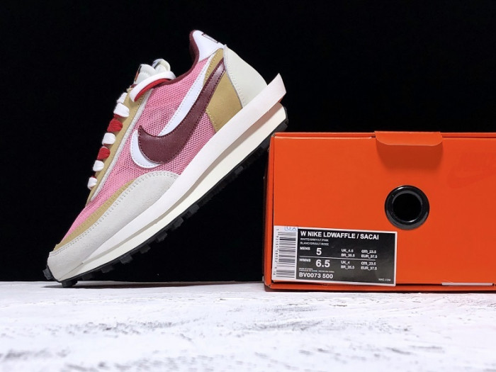 sacai x nike l0vtd waffle daybreak pink red white bv0073 500