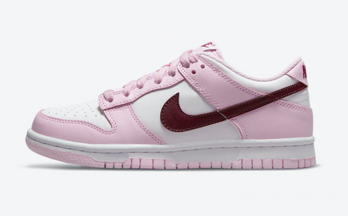 nike dunk low gs pink red white cw1590-601