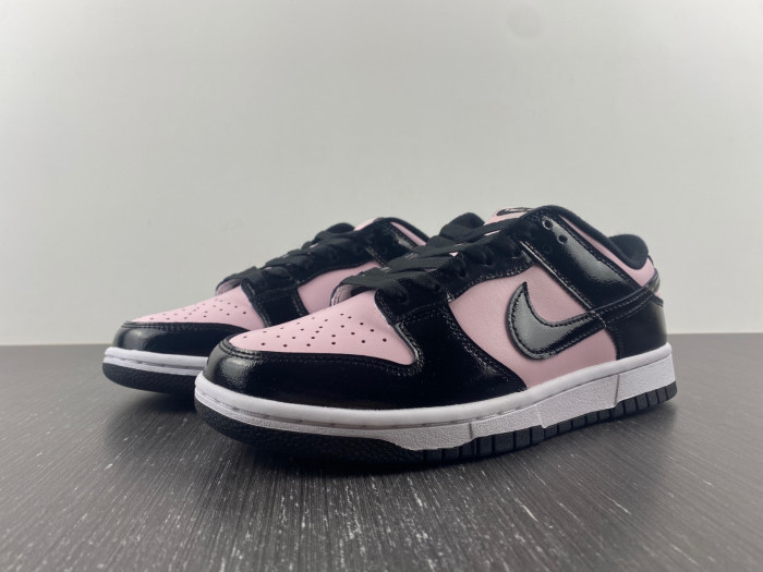 nike dunk low pink black patent dj9955-600