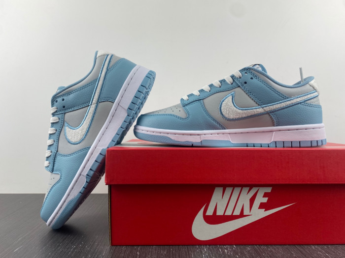 nike dunk low retro fleece  worn blue fb1871-011